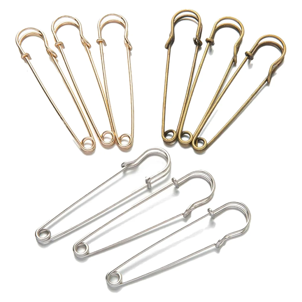 20pcs 38/45/75/80/100mm Large Safety Pins Brooch Base Hook for For DIY Lock Jewelry Craft Making Accessories Supplies Materials