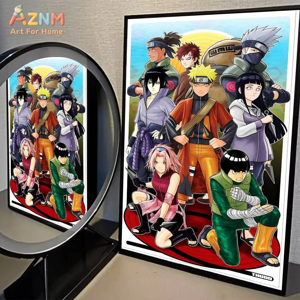 AZNM Naruto Main Characters Group Canvas Print Unframed Classic Anime Uzumaki Sasuke Sakura Kakashi Wall Decor Poster