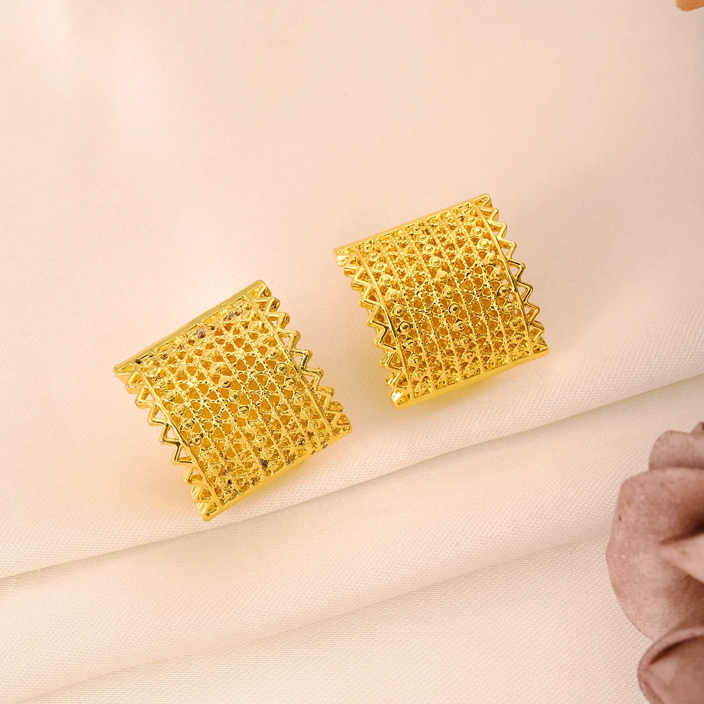 Ethiopian Gold Plated Bridal Jewelry Sets Earrings Ring Bangle Gifts Wedding Jewellery Set For Women view 4