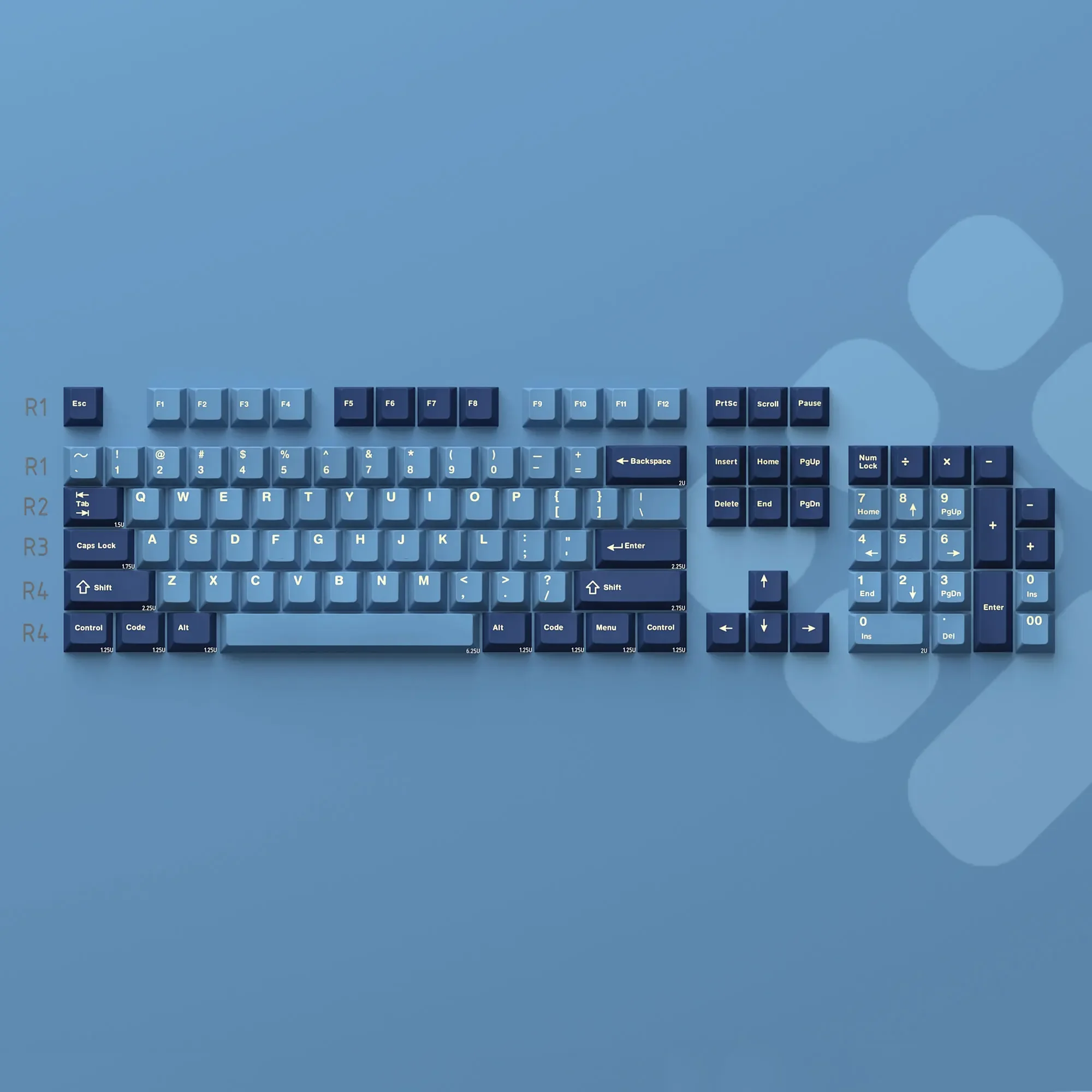 

Denim blue original height two-color injection molding 187 keycap PBT full set