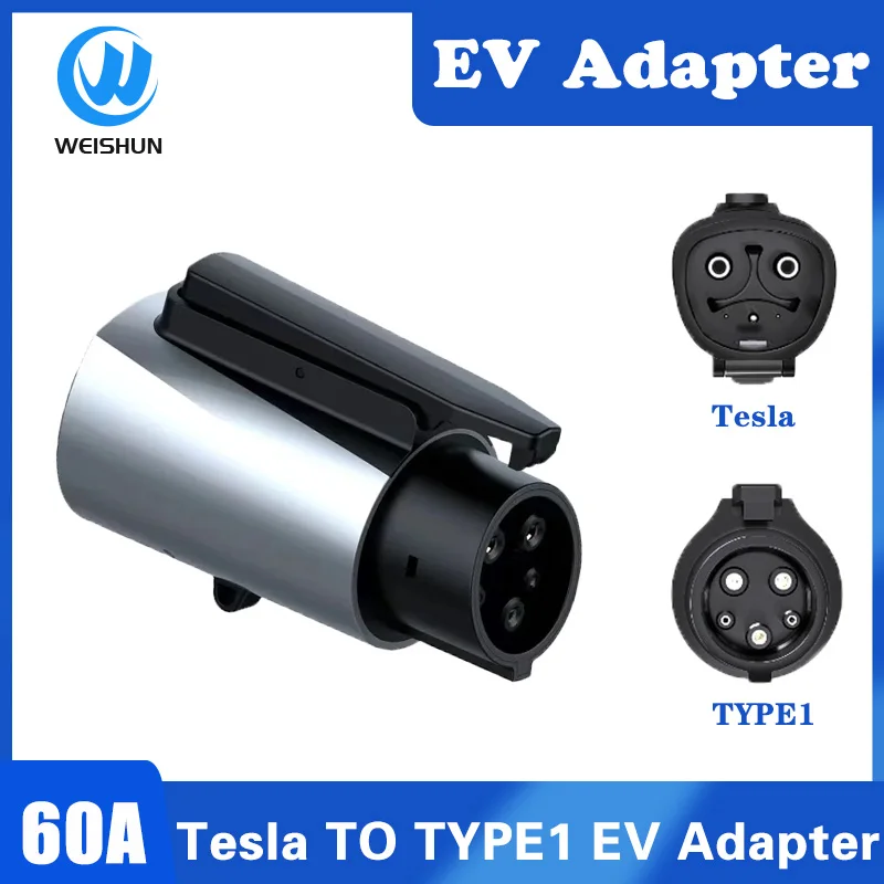 tesla to Type 1 Adapter with dual security anti-drop lock Tesla Charger Converter for Electric Car SAE J1772 60A 250V