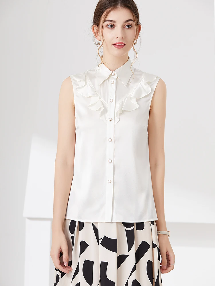 

ei 2025 New Summer Silk Romantic Lace Silk White Cap Svel Women's irt Faionable Casual Sle Pure ...