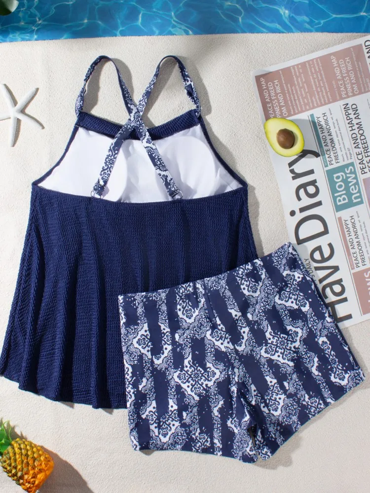 L-4XL حجم كبير ارتفاع الخصر بيكيني المرأة رفع حجم كبير 3XL 4XL ملابس السباحة الصيف Mujer البطن تحكم ملابس السباحة بيكيني مجموعات #5