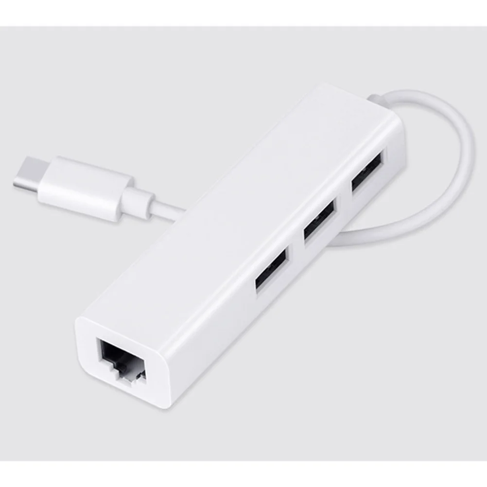 

Type C Lan Hub 3 Usb 2.0 Ports Ethernet Adapter For Computer Otg Support Mouse Keyboard Flash Disk Network Dongle