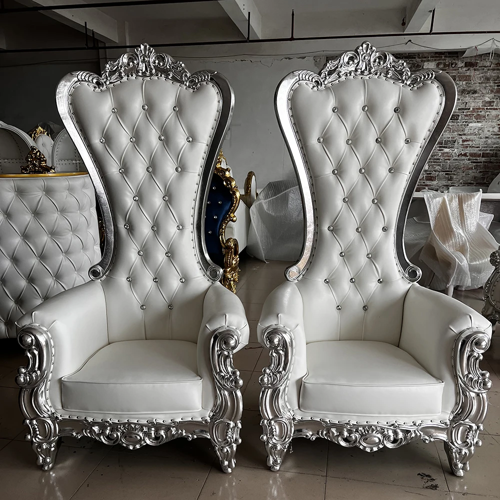 Top Quality Rental Furniture Silver And Leather Throne  Event Wedding Throne Chairs