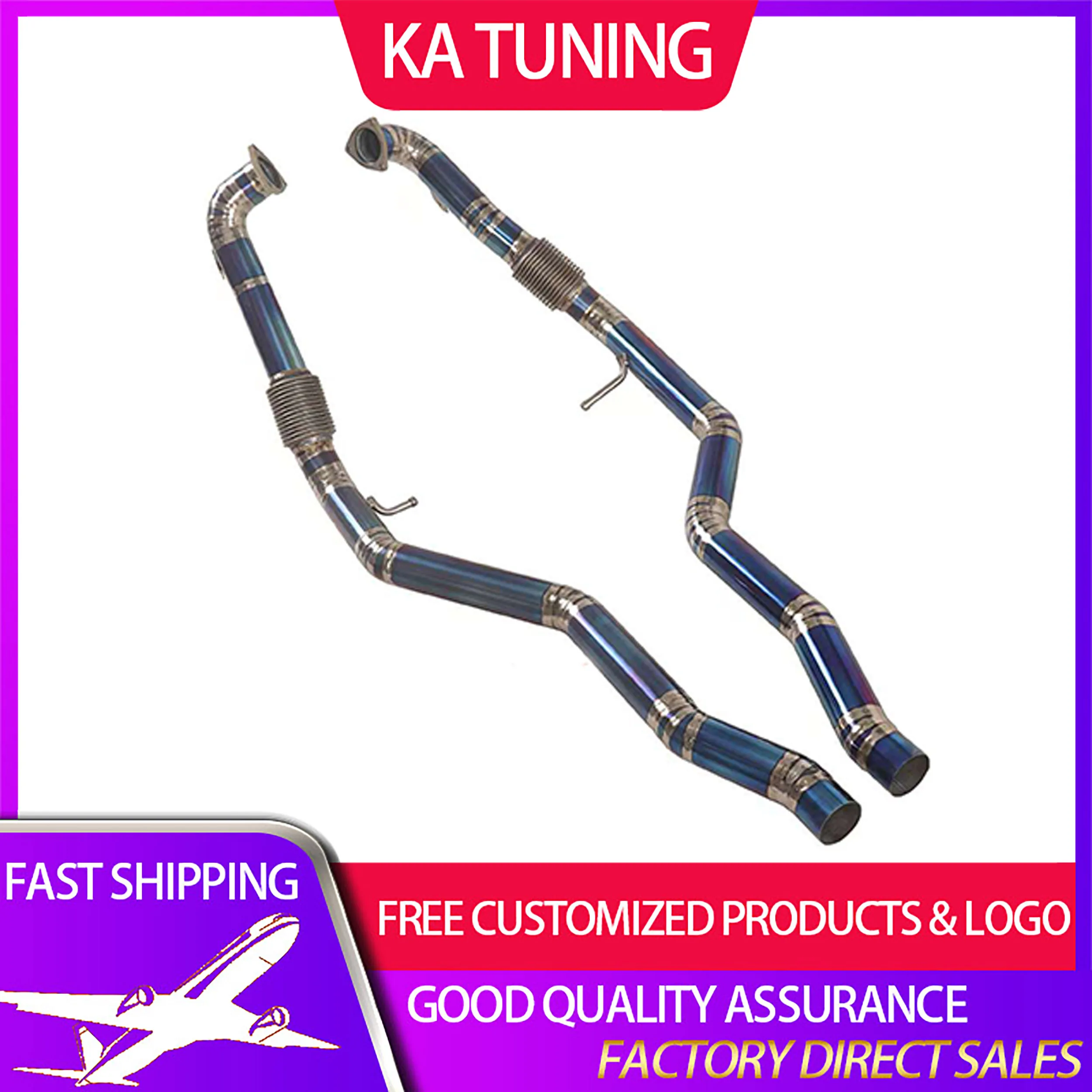 

KA Tuning Titanium Front Pipe Exhaust System for Audi S4 S5 B9 3.0T Performance Auto Parts with Bellows