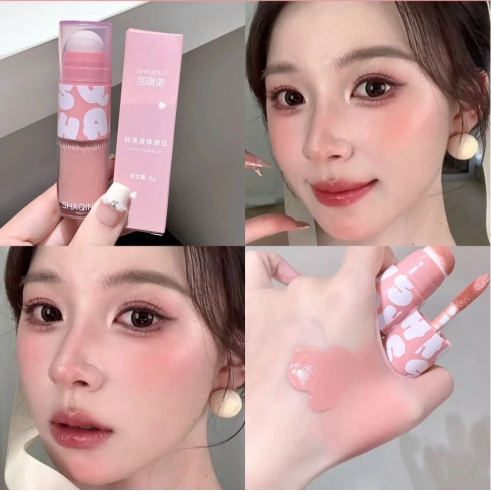 Fard à joues liquide rose Double tête, crème de maquillage Rouge joue, longue durée, imperméable, faible Saturation, mat, pêche, cosmétiques pour le visage