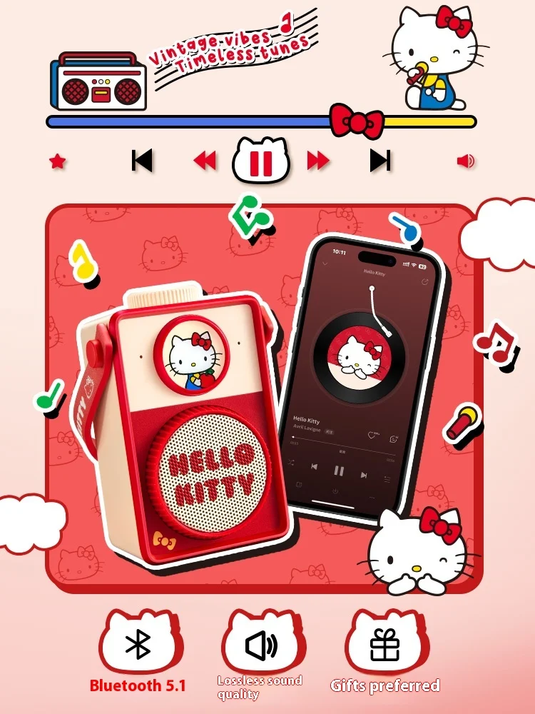 Hallo Kitty Bluetooth-Lautsprecher nach Hause kleine hochwertige Sanrio exquisite Handheld-Lautsprecher Mini kompakte tragbare Mädchen Geburtstags geschenk