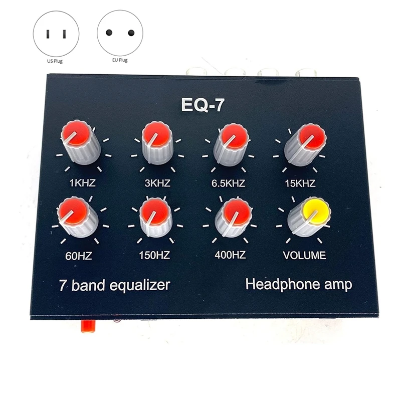 

EQ-7 Audio Signal Headset Amplifier 7-Band EQ Equalizer 2 Channel Digital Sound Equalizer +12V Power Adapter