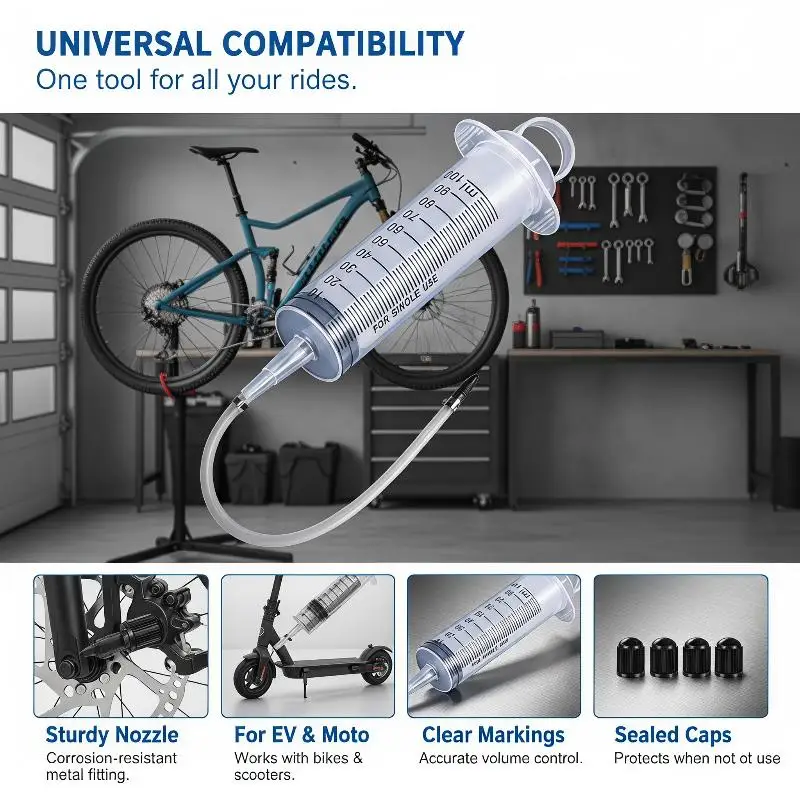Universal Motorcycle Bleed Kit Brake Caliper Gas Bleed Syringe With Hose