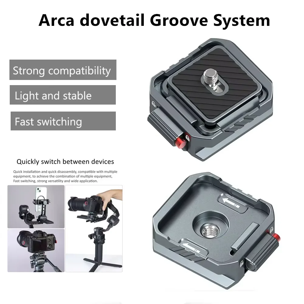 Uniwersalny zacisk szybkozłączki Arca HOT z płytą mocującą 1/4'' 3/8'' do szybkiego wymiany, zestaw do lustrzanek cyfrowych, gimbalów, statywów, stabilizatorów DJI PD