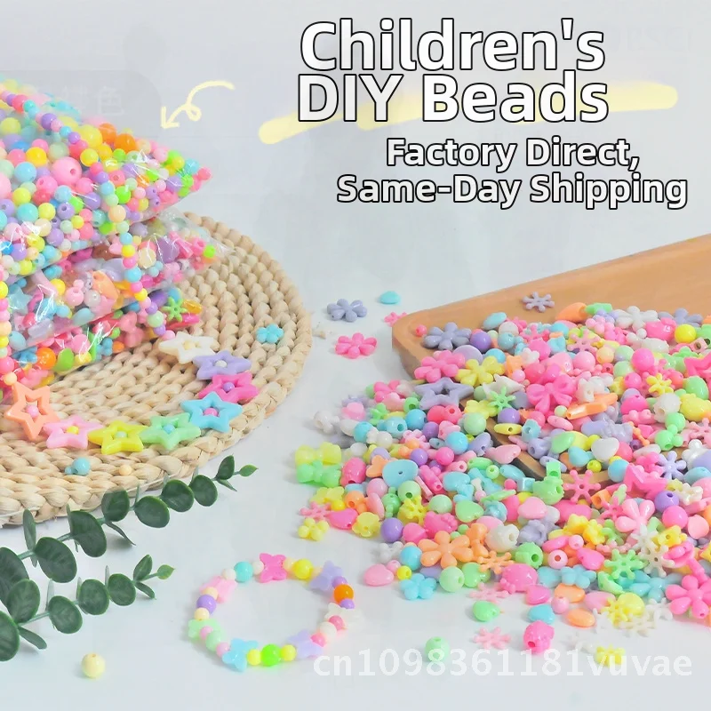 Children's Educational DIY Beading Material Kit for Girls - Colorful Beads Jewelry Making Toy Kit Visual Intelligence