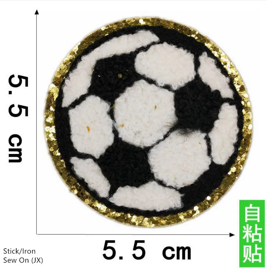 10 Pcs Towel Balls Soccer Embroidery Patches Iron Stick Clothing Hat Bag Shoe Repair Material Phone Gift Box Decor DIY Accessory