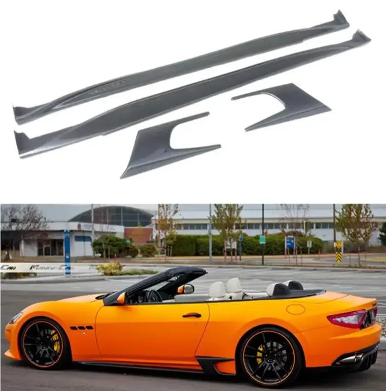 Body Skirts For For Maserati GT Grancabrio 2008-2015 Side Extension Body Skirts Door Kit Lip Cover Carbon Fiber