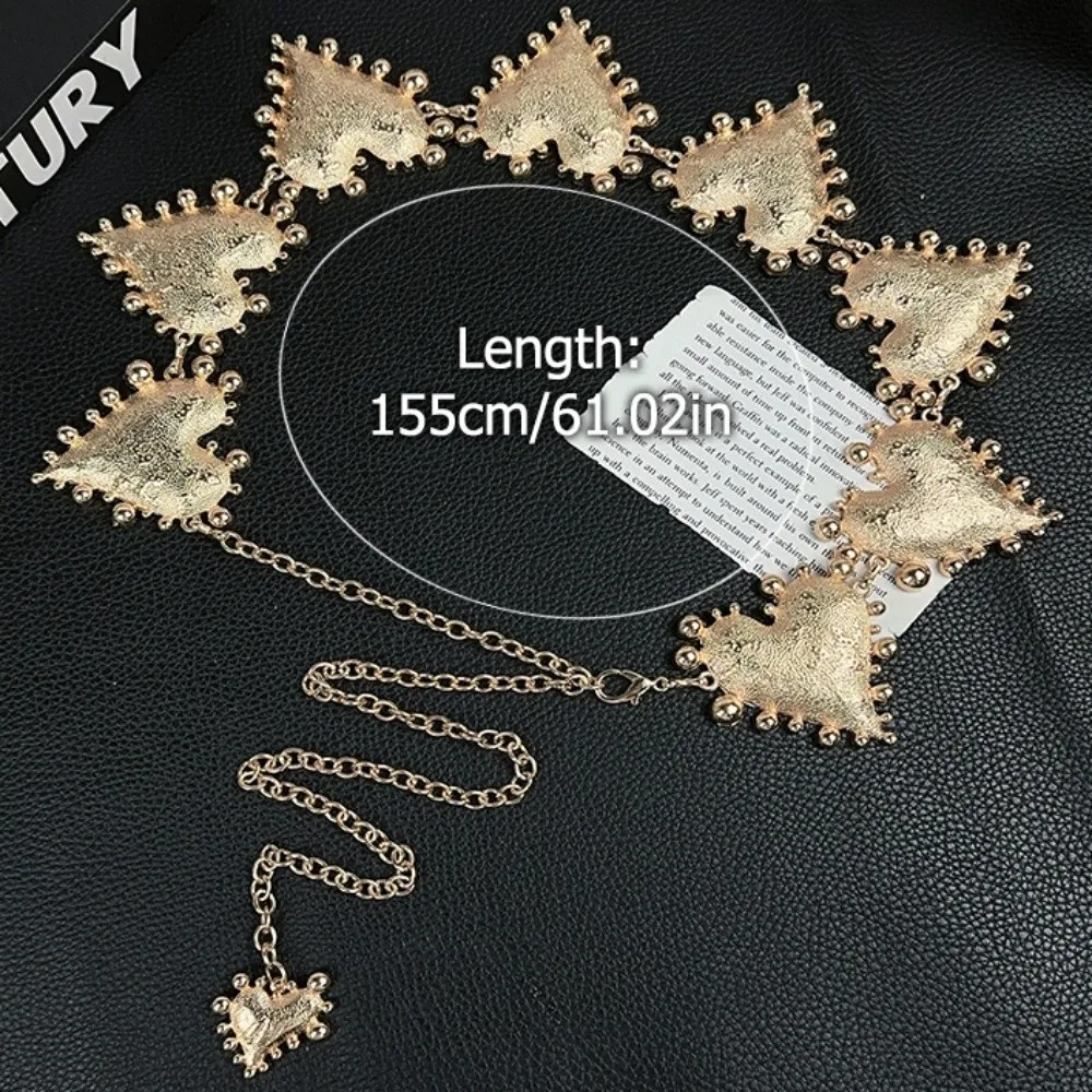 โซ่คาดเอววินเทจสุดเทรนด์ โลหะผสม สไตล์พังก์ สีเงิน รูปหัวใจ สายคาดเอวขนาดใหญ่ ตกแต่งกางเกงยีนส์ สายปรับได้ อุปกรณ์เสริมสำหรับเอว