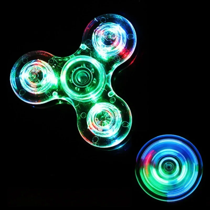 Luz led luminosa fidget spinner mão superior spinners brilho no escuro luz edc figet spiner dedo alívio do estresse brinquedos