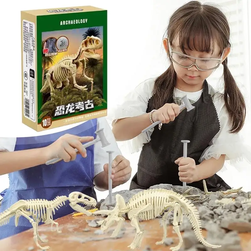 Dinosaur Skeleton Dig Kit Skeleton Digging Dino Toys 3D Dinosaur Skeleton Puzzle Display Models Buildable Dino Fossil Model For