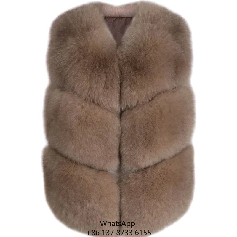 

High Quality Ladies Fox Fur Vest Girls Natural Fur Gilet Short