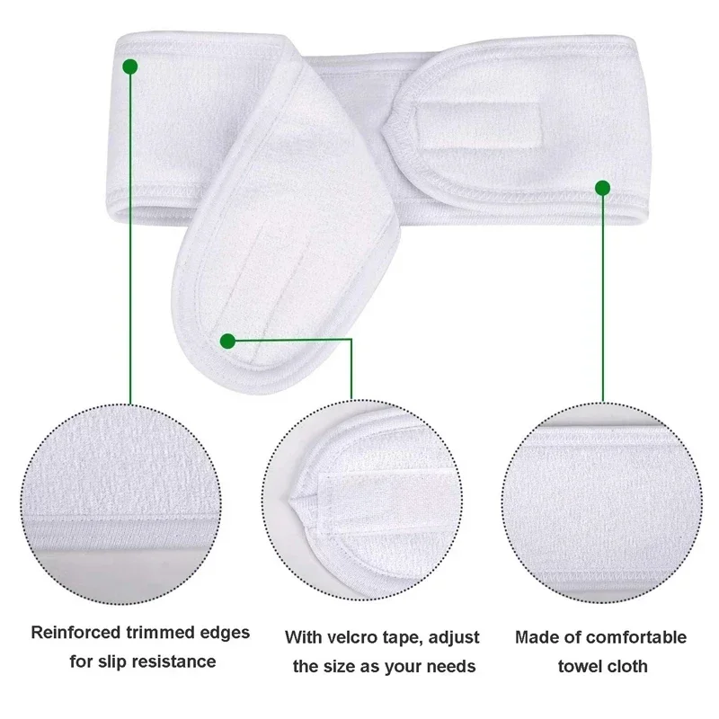 عصابة رأس واسعة قابلة للتعديل للنساء، عصابة رأس للسبا واليوجا والحمام والمكياج وغسل الوجه وعصابة رأس لمستحضرات التجميل وإكسسوارات الشعر