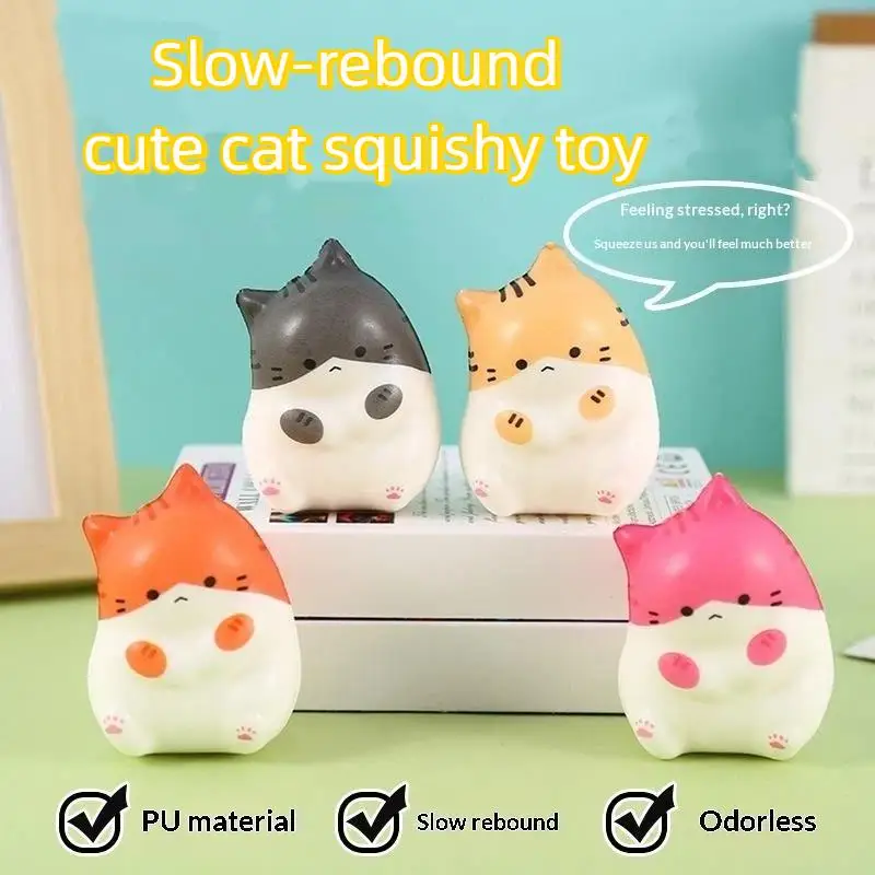 Portable Cute Cat Fidget Toys Slow Rebound Soft Squeezable Stress Relief for Travel Office Home Adults Kids