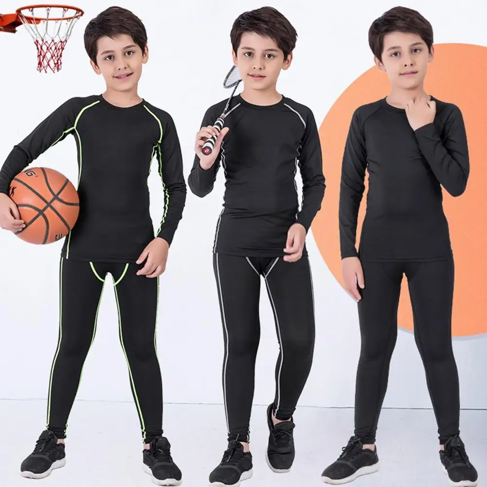 Winter Children\'s Sports Suit Quick Drying Thermal Underwear for Boys and Girls Basketball Football Compression Sportswear P3Y8