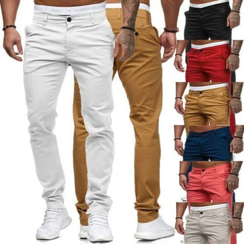 Foreign Trade Autumn New Casual Pants for Men's European and American Style Slim Fit Men's Casual Solid Color Pants