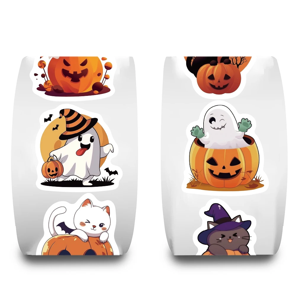500PCS Halloween Roll Stickers Laptop Luggage Mobile Personalized Colorful Skateboard Living Room Harajuku Decoration Sticker image 2