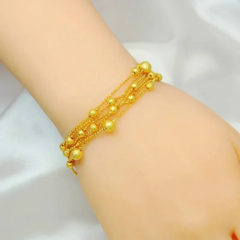 Fashion No Fading European Dollar Gold Wedding Jewelry Copper Plated Vietnam Sand Gold Transfer Bear Bracelet Women's Jewelry