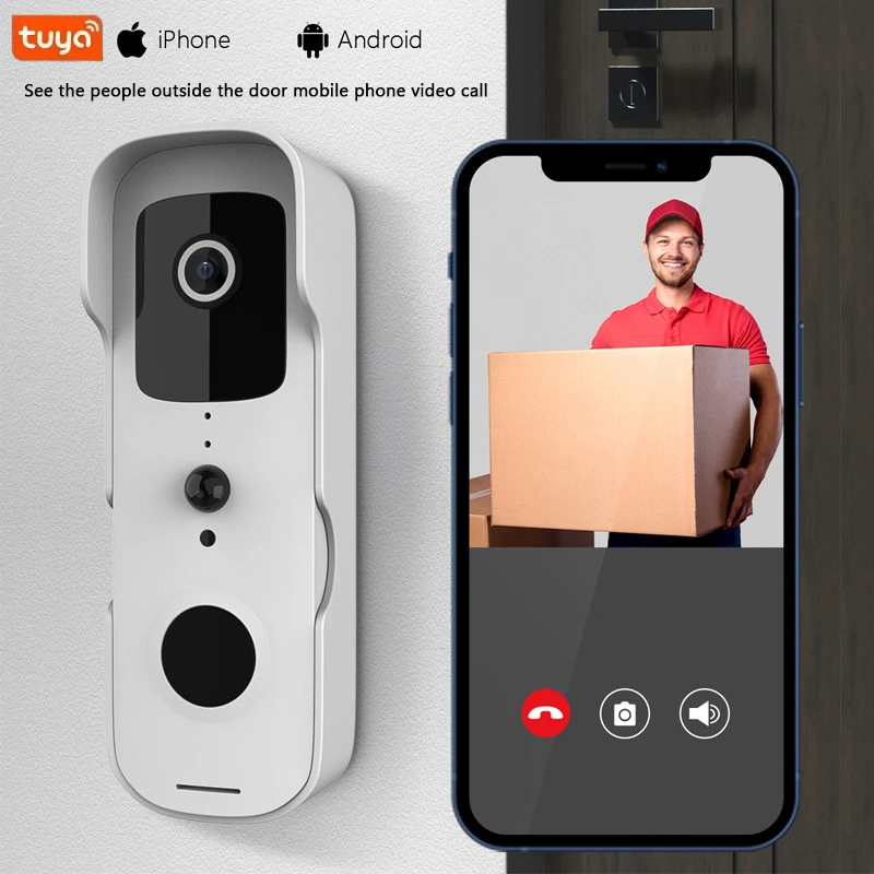 Tuya Smart Wireless Doorbell 1080P Waterproof WiFi Camera with Digital Peephole & Video Intercom Smart Home Door Bells
