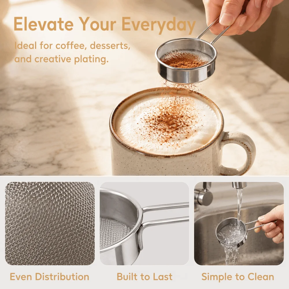 304 Stainless Steel Round Flour Sieve 40 Mesh Mini Size Professional Flour Strainer Food Grade Smooth Finish Fine Mesh Sieve