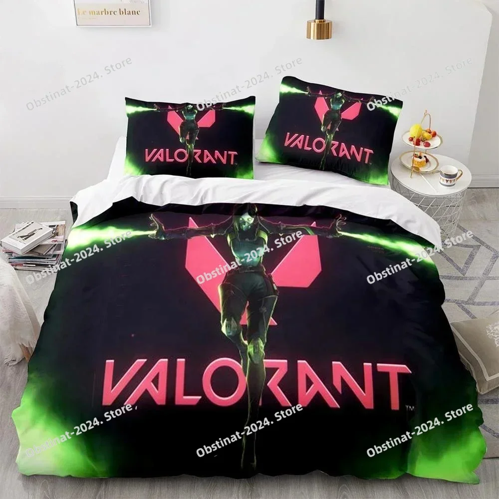 

3D Valorant Bedding Set Print single Comforter Quilt Bed Cover Duvet Cover Pillow Case 3 Pieces Sets Kids Adult Size Linen Sheet