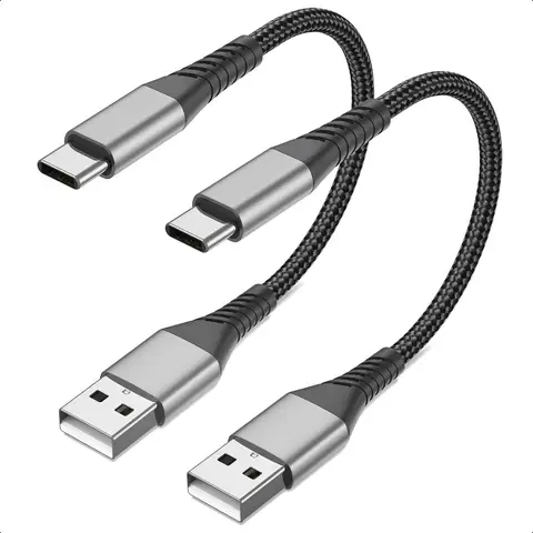 Cable USB C corto de 6 pulgadas, carga rápida, paquete de 2, Cable USB A a USB C de 0,5 pies, Cable corto USBC trenzado, Cable USB tipo C 3A para iPhon