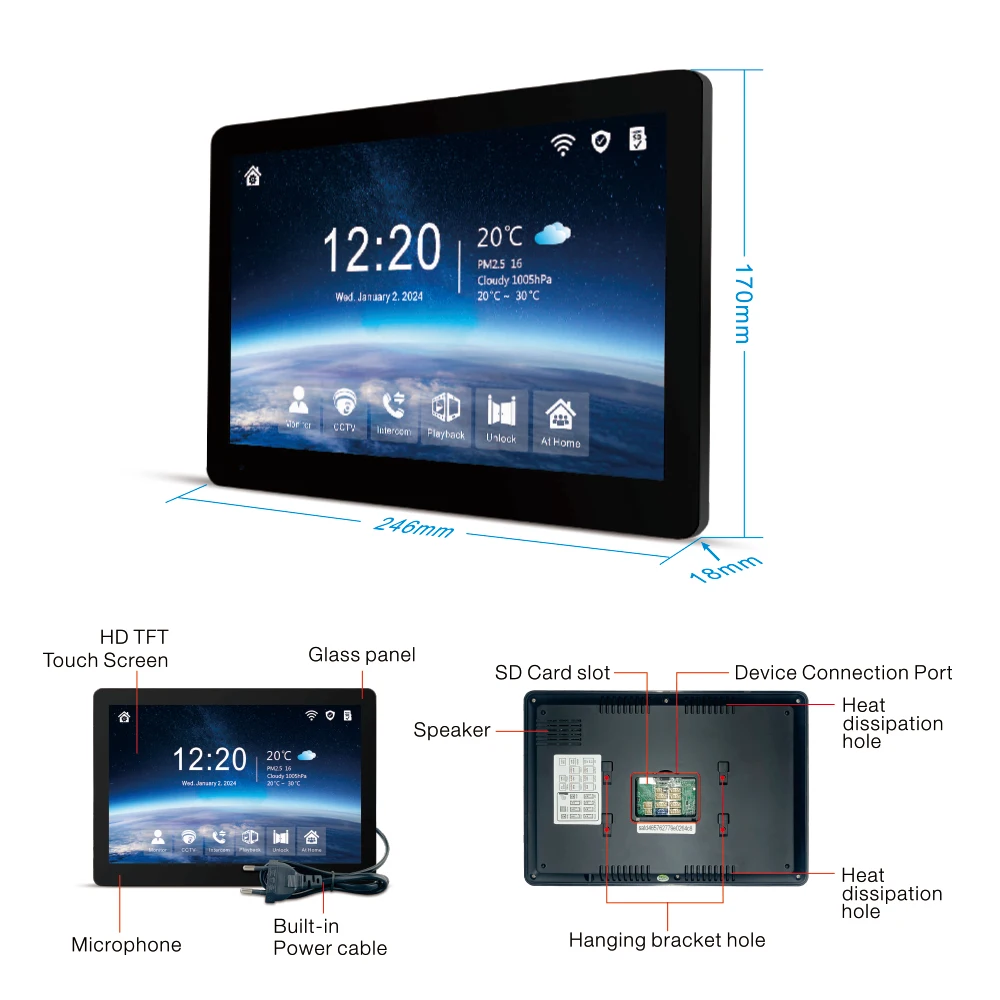 1080P video intercom system, home wireless WiFi intelligent video doorbell, one call panel+multiple displays