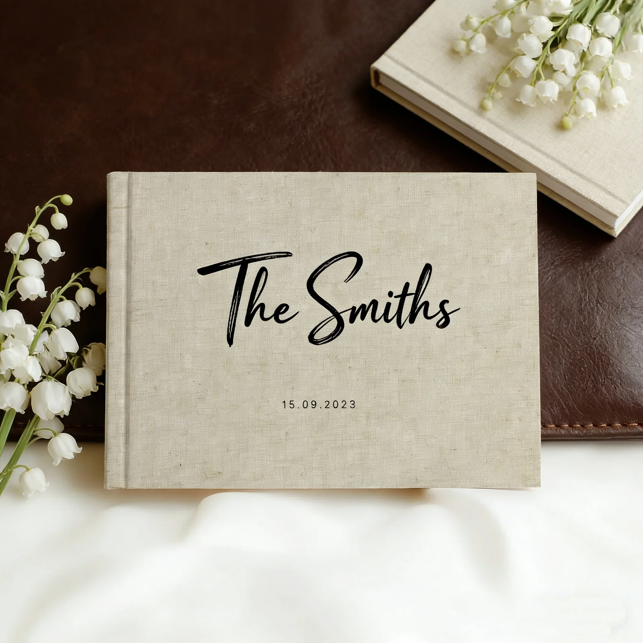 

Элегантная книга для гостей на свадьбу с льняной обложкой, винтажная книга для записи гостей на свадебный прием