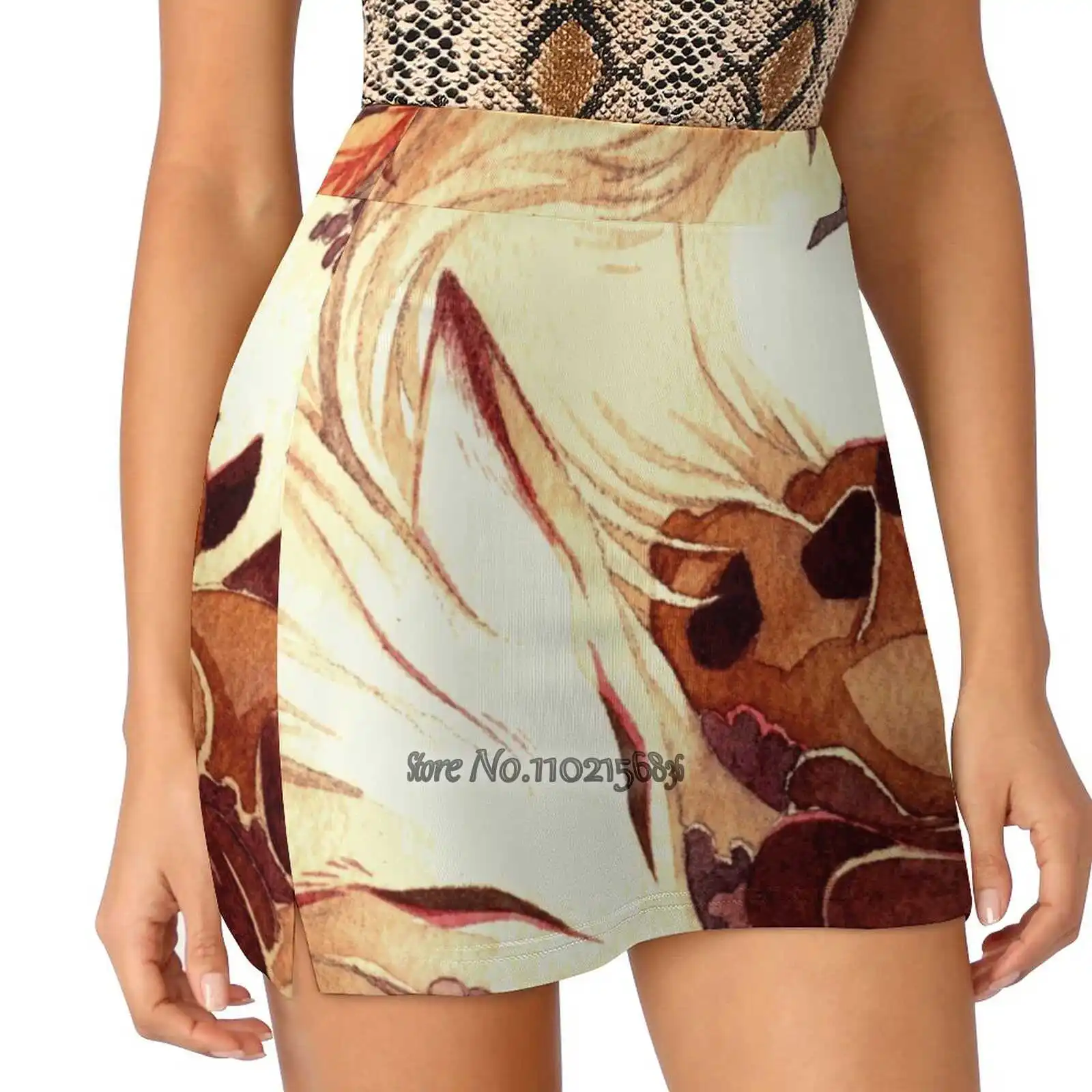 Negenstaartige Kitsune Vos Met Kits Dames Zomer Nep Tweedelige Rokken Casual Sport Strandrok Meisje Skorts Kitsune Fox