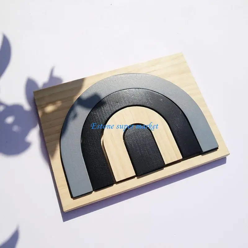 090B Kinderen Onderwijs Speelgoed Cadeau Baby Kinderen Hout Regenboog Stapelspel Bouwsteen