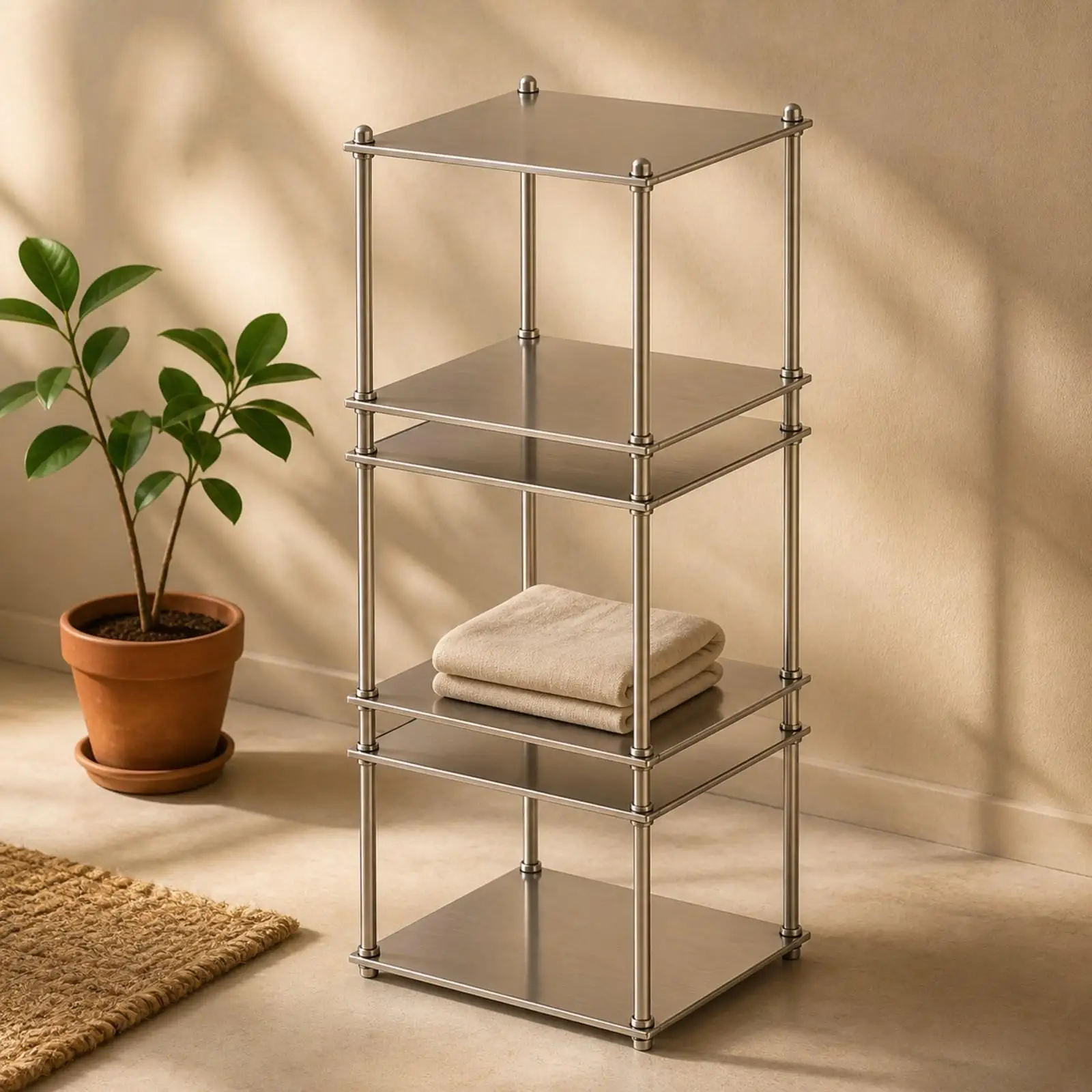 Storage Shelves Modular Rack Metal Organizer Shelf Unit Freestanding for Kitchen Living
