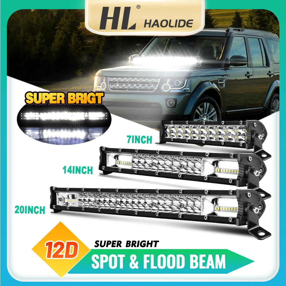 

7-20inch LED Bar Work Light 2-Row 12V 24V Offroad Spot Flood Combo LED Bar Work Light for ATV UTV 4x4 Truck Boat SUV