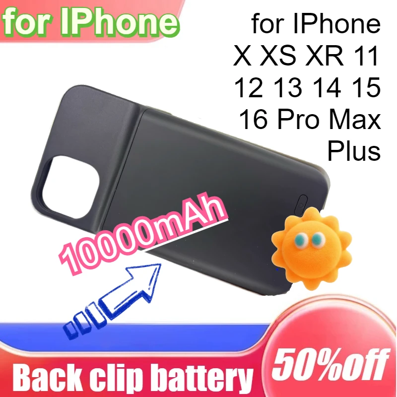 

10000mAh Fast Charging Case for iPhone X XS XR 11 12 13 14 15 16 Pro Max Plus Power Bank Cover