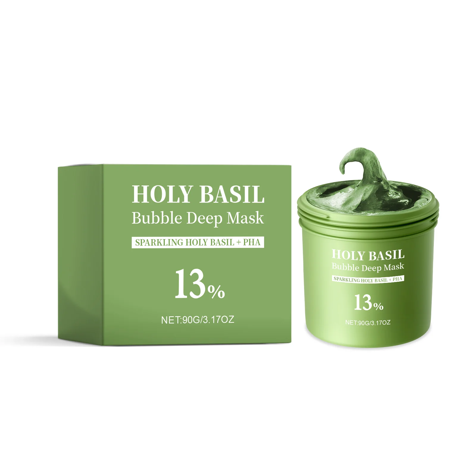 Holy Basil Bubble Deep Mask Gentle Cleansing Remove Blackheads Oil Control Shrink Pores Exfoliating Moisturizing Facial Mud Mask