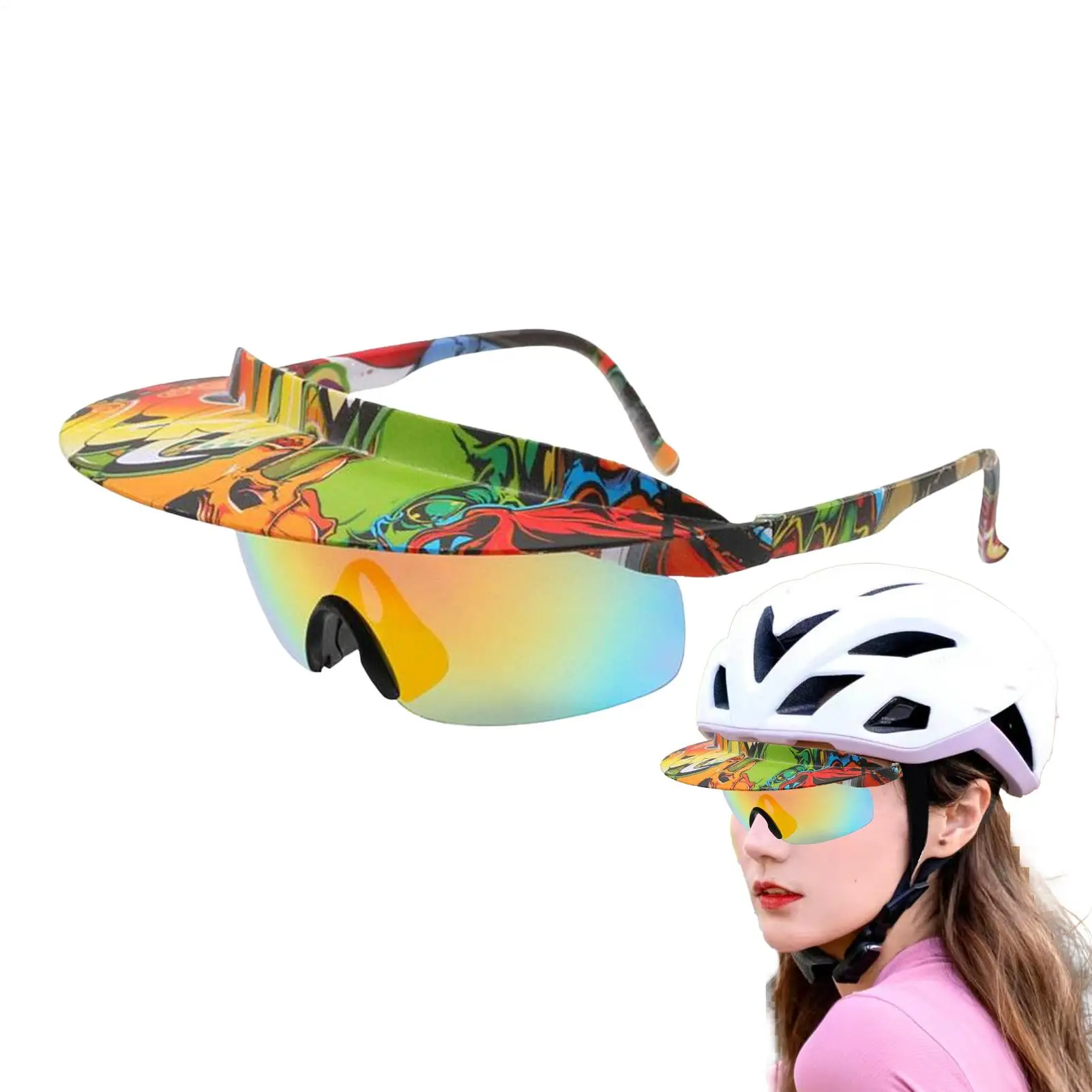 

Riding Sunglasses Novelty Visor Glasses For Adults Mirrored Lens Fashionable Outdoor Sports Shades For Driving Hiking Baseball