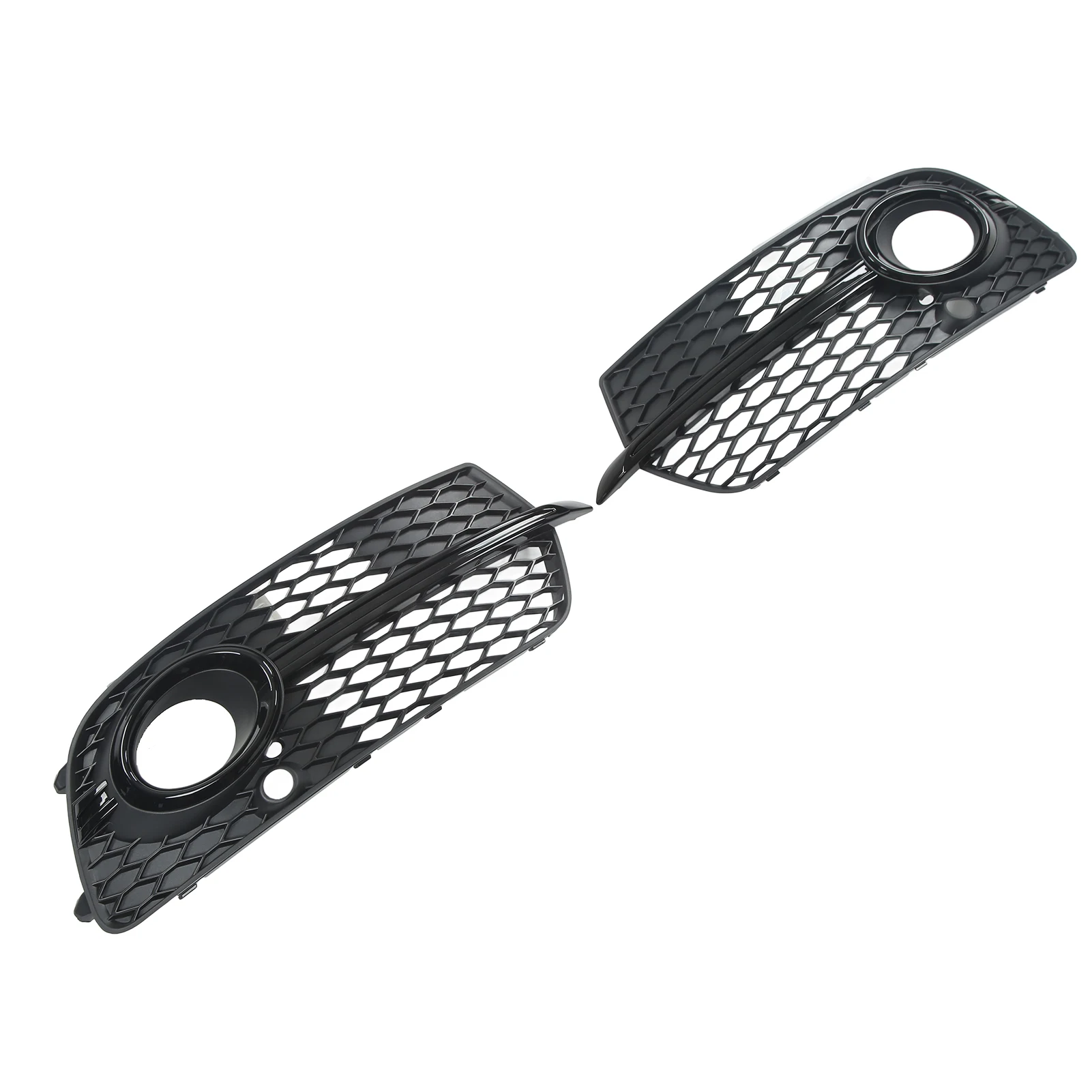 

2PCS Front Fog Light Mesh Cover Gloss Black Left Right Trim Replacement for Q5 SQ5 2013‑2017