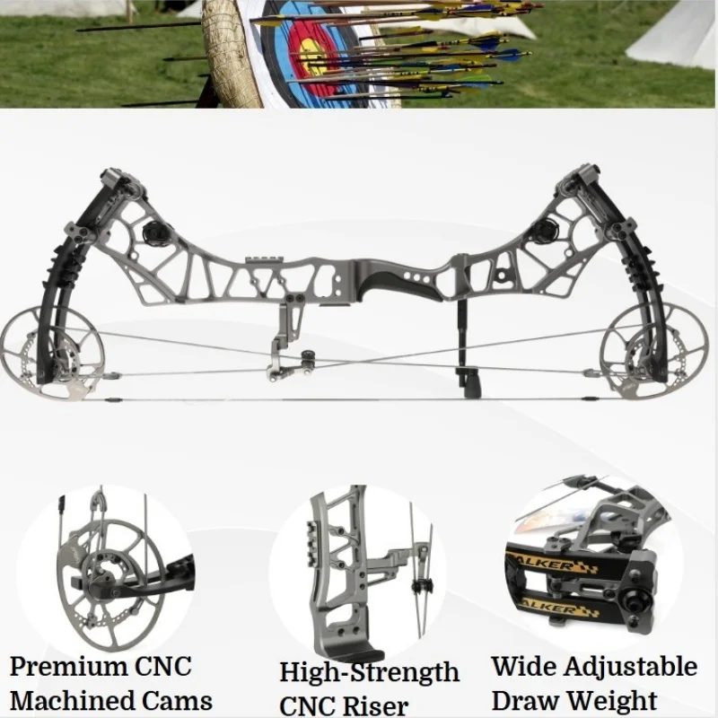 40-70파운드 컴파운드 보우 29.5인치 오른손잡이용 아치리 컴포지트 보우 CNC 알루미늄 라이저 캠 IBO 356fps 타겟 슈팅 헌팅 보우