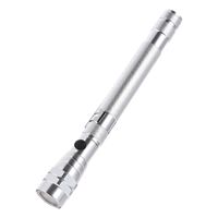 3LED Aluminum Pick Up Tool Telescopic Flashlight Silver Magnet Light Flexible Magnetic Grabber Portable for Mechanics