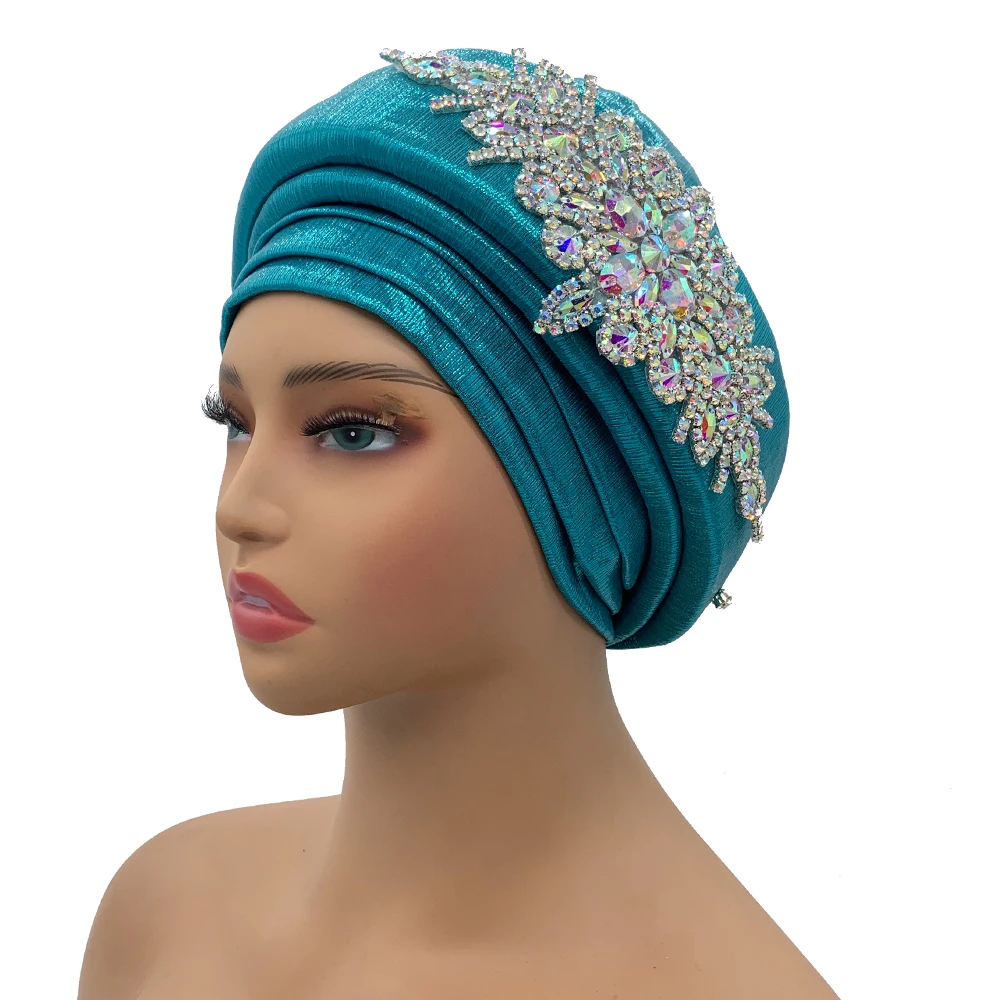 Luxury Rhinestone Turban Hat for Women African Wrap Head Headgear Nigeria Auto Gele Headtie Turbante Mujer