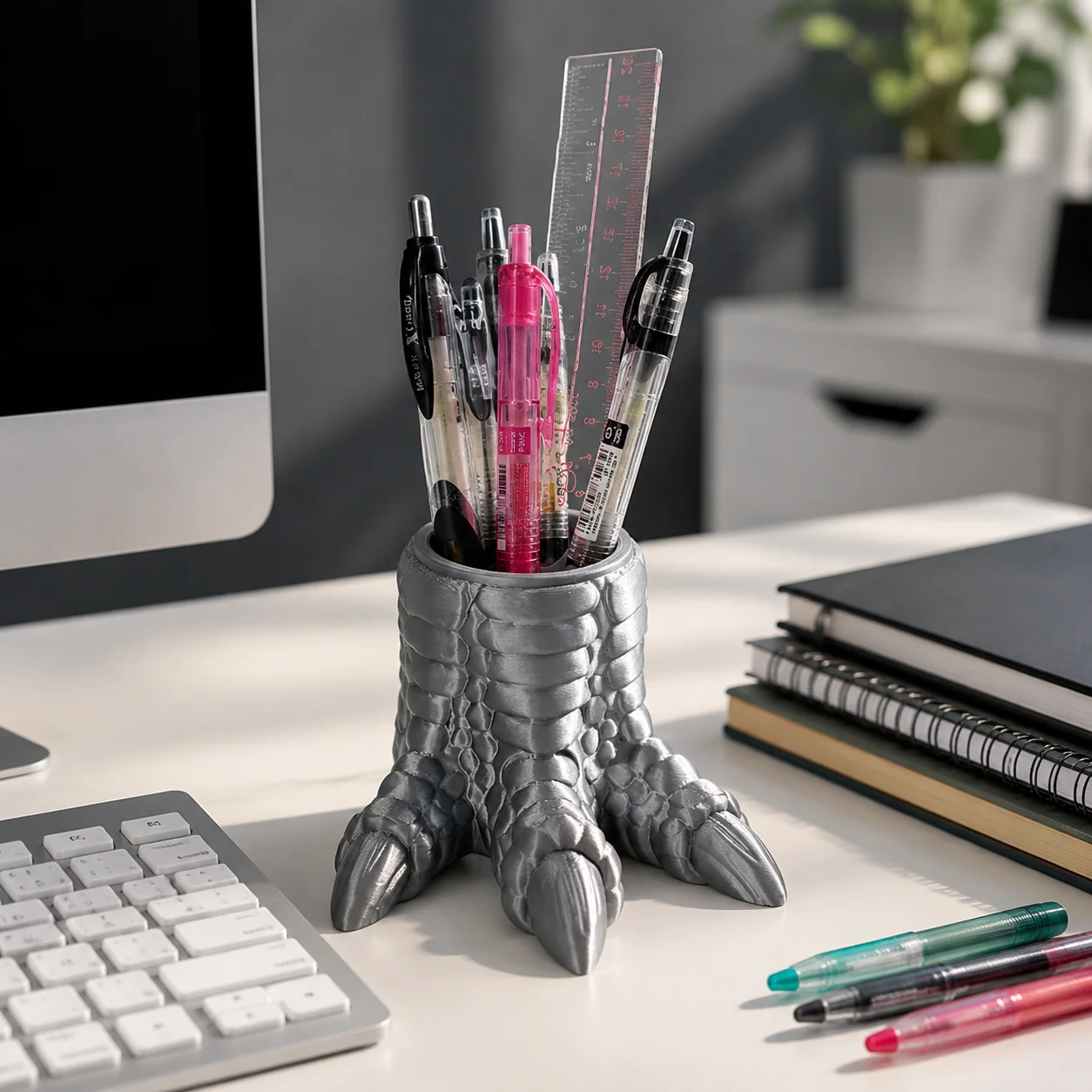 3D Printed Dragon Claw Shaped Desk Organizer, Storage Box, Unique Tabletop Pen Holder Decor for Office Desk & Bedroom