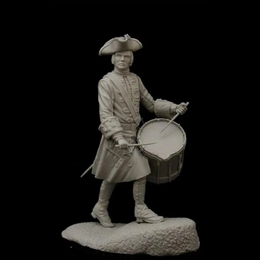 Unassambled 1/24 Oude Fantasy Man Soldaat Drummer Franches Resin Figuur Miniatuur Model Kits Unpainted