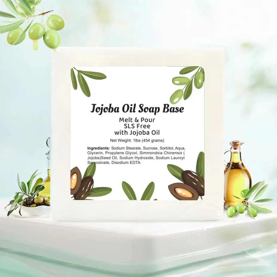 1lb Jojoba Oil Melt and Pour Soap Base, Jojoba Oil Soap Base, SLES/SLS Free, Moisturizing Melt and Pour Soap Base，DIY Soap Base