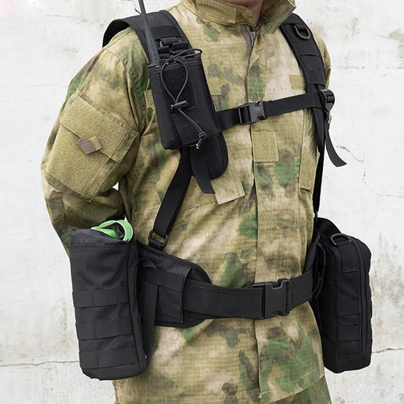 

Черный тактический поясной жилет Molle, съемный поясной боевой пояс, мягкий ремень, ремень для подтяжек, страйкбольные охотничьи нагрудные жилеты