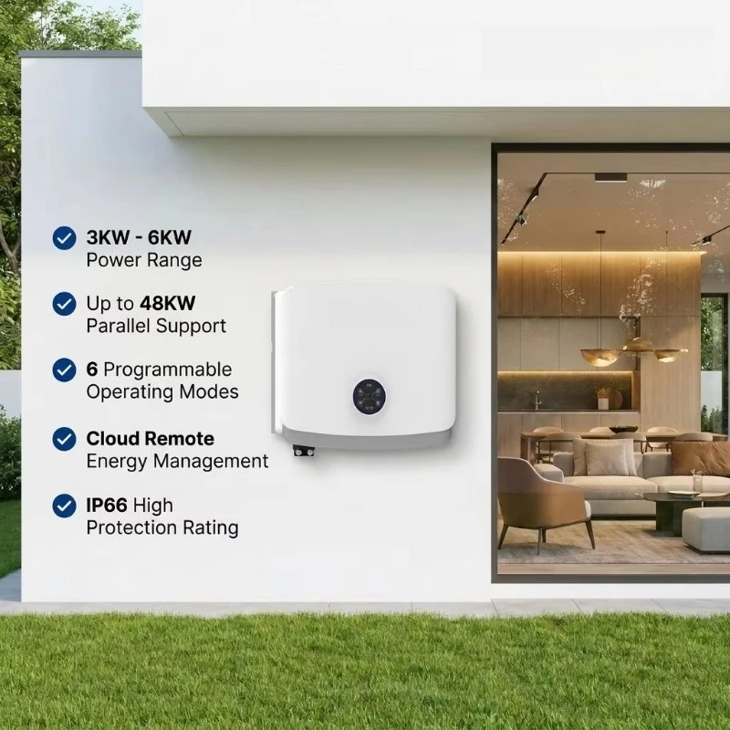 Novoage Virgo 6K-S Hybrid Solar Inverter 6KW Lithium  WiFi Enabled AC Energy Efficient Single Phase On/Off Grid Tie Home
